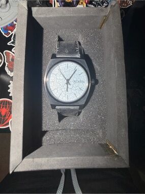 Nixon Black Watch with Cracked White Dial